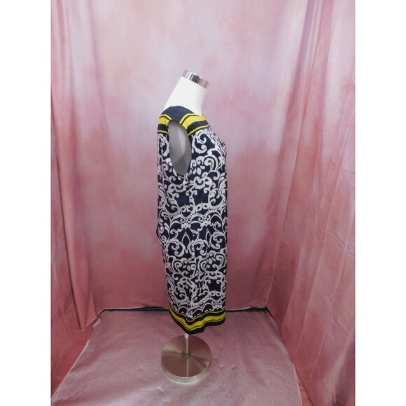 Jessica Howard Size M Woman's Black White Yellow Sleeveless Shift Dress - Picture 6 of 11